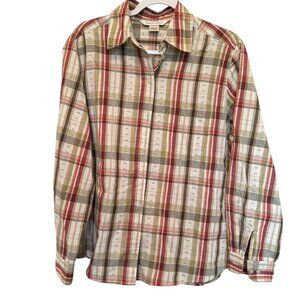 Alison Daley Plaid Button-Up Shirt Size 14. Preppy Cottagecore Country Chic NWT